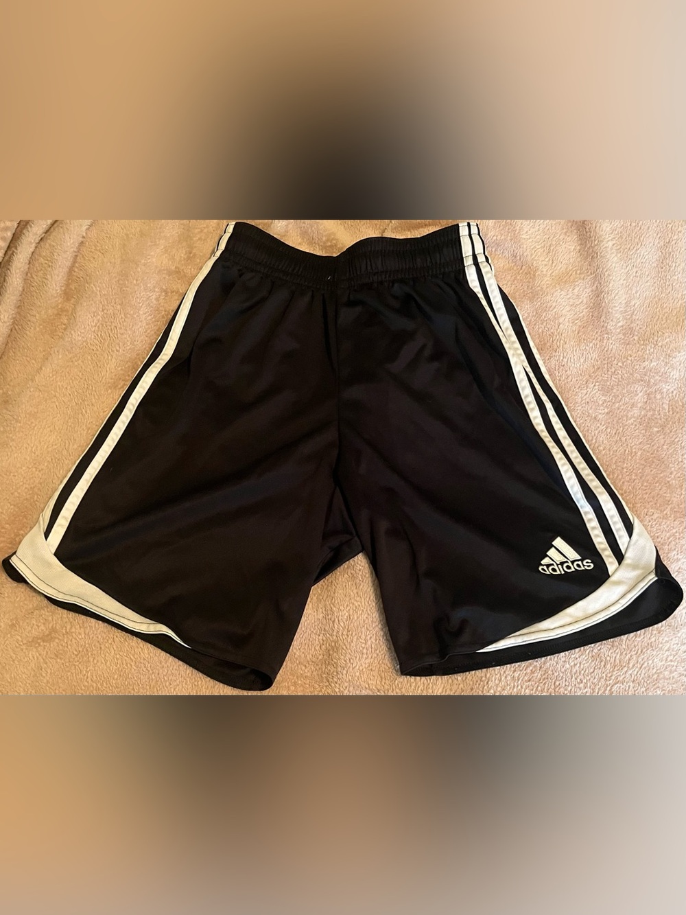adidas Black Athletic Shorts with White Side Stripes